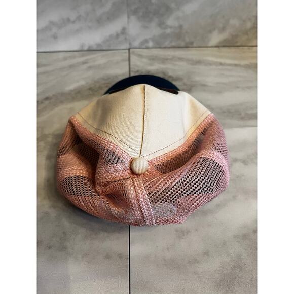 Vintage LL Bean Logo Trucker Hat Cap Embroidered Patch Mesh Snapback Pink OSFM - Picture 2 of 6